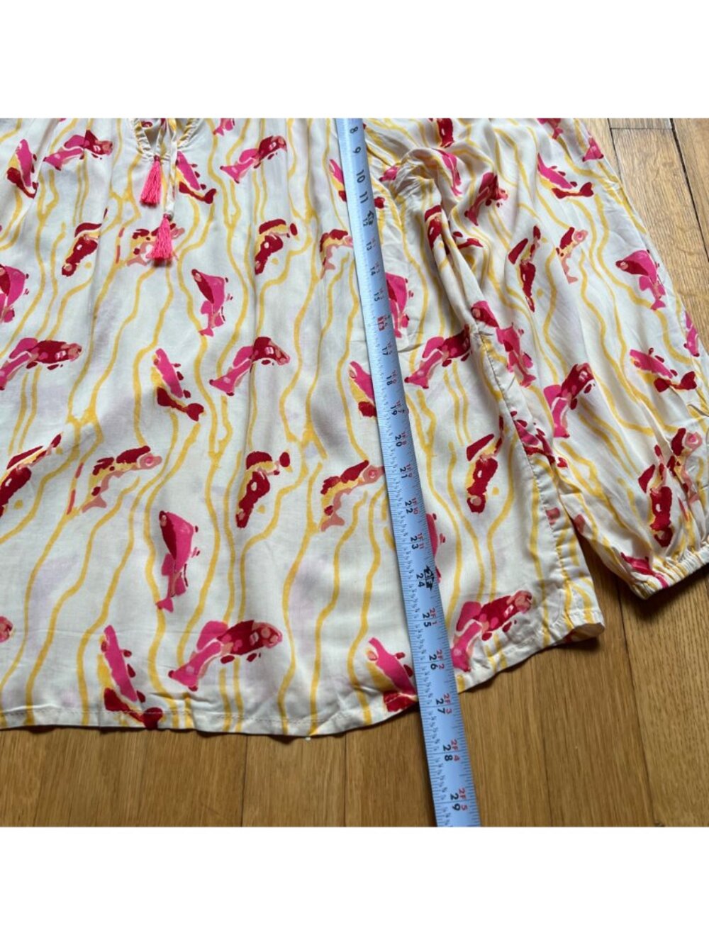 Natalie Martin Size L Pisces Yellow Sunrise Penny Floral Long Sleeve Blouse Top - Picture 7 of 15